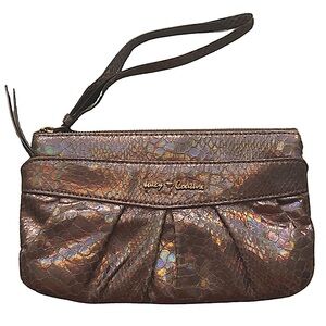 Juicy Couture Wristlet iridescent Bronze Clutch Wallet Evening Bag Purse
